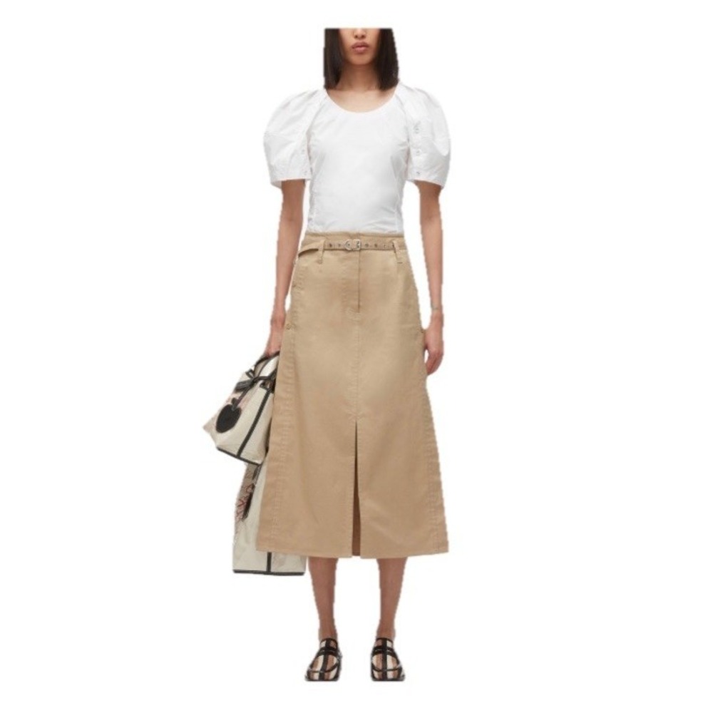 3.1 Phillip Lim Bloom Pleated Short Sleeve Scoop‎ Neck White Blouse Sz 4 - Picture 4 of 16